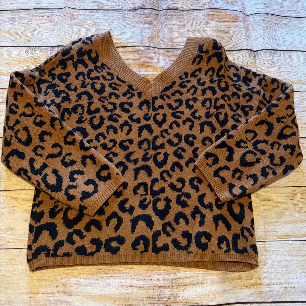 Leopard Print V-Neck Sweater